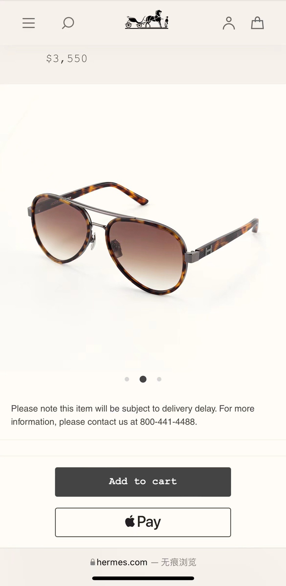 Hermès Luxury Aviator Sunglasses – Gold & Black Gradient