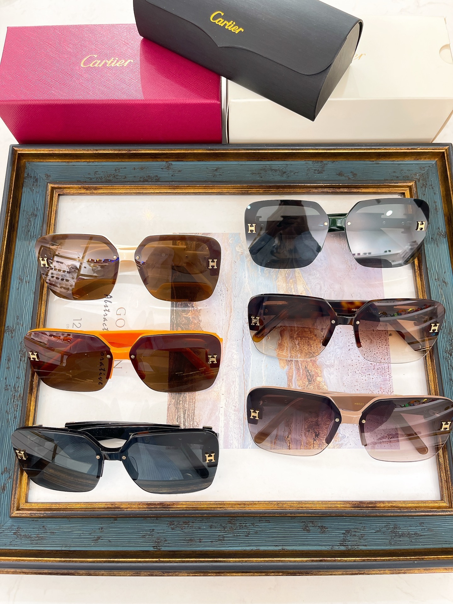 Cartier Rimless Square Sunglasses with Brown Gradient Lenses