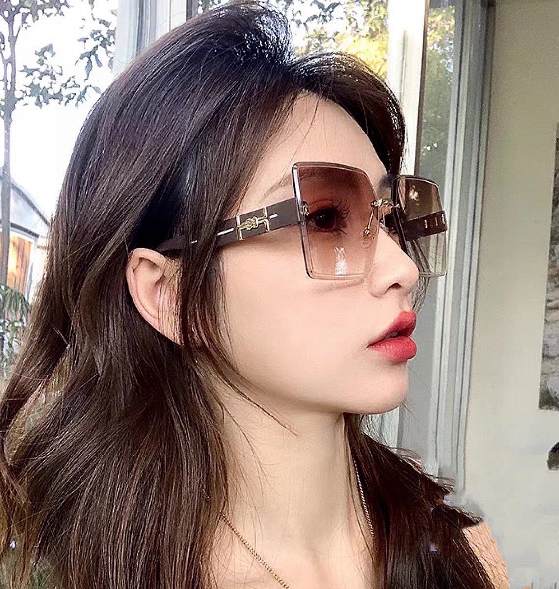 Oversized Square Sunglasses for Women – Fashion Rimless UV400 Shades