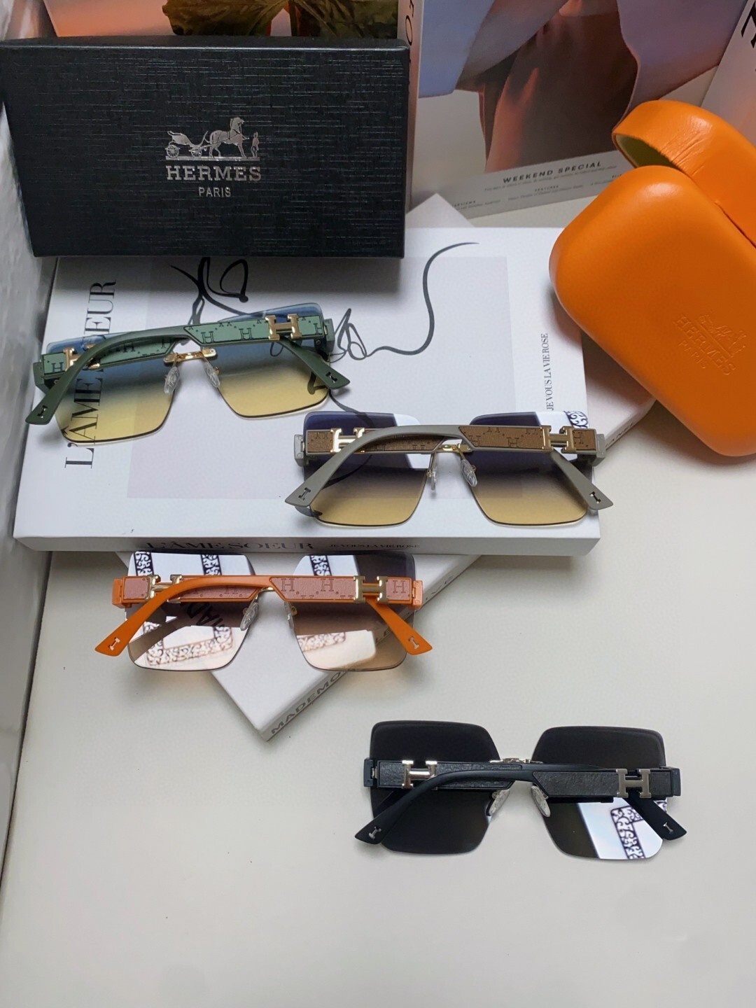 Luxury Women’s Oversized Square Rimless Sunglasses – UV Protection