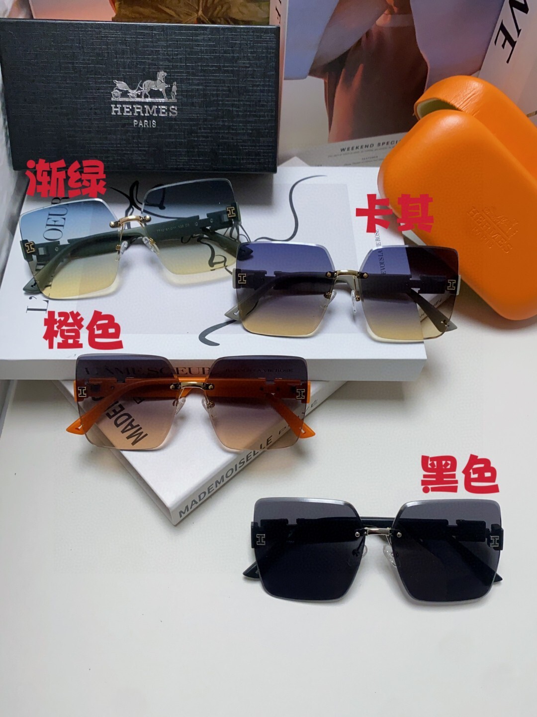 Luxury Women’s Oversized Square Rimless Sunglasses – UV Protection