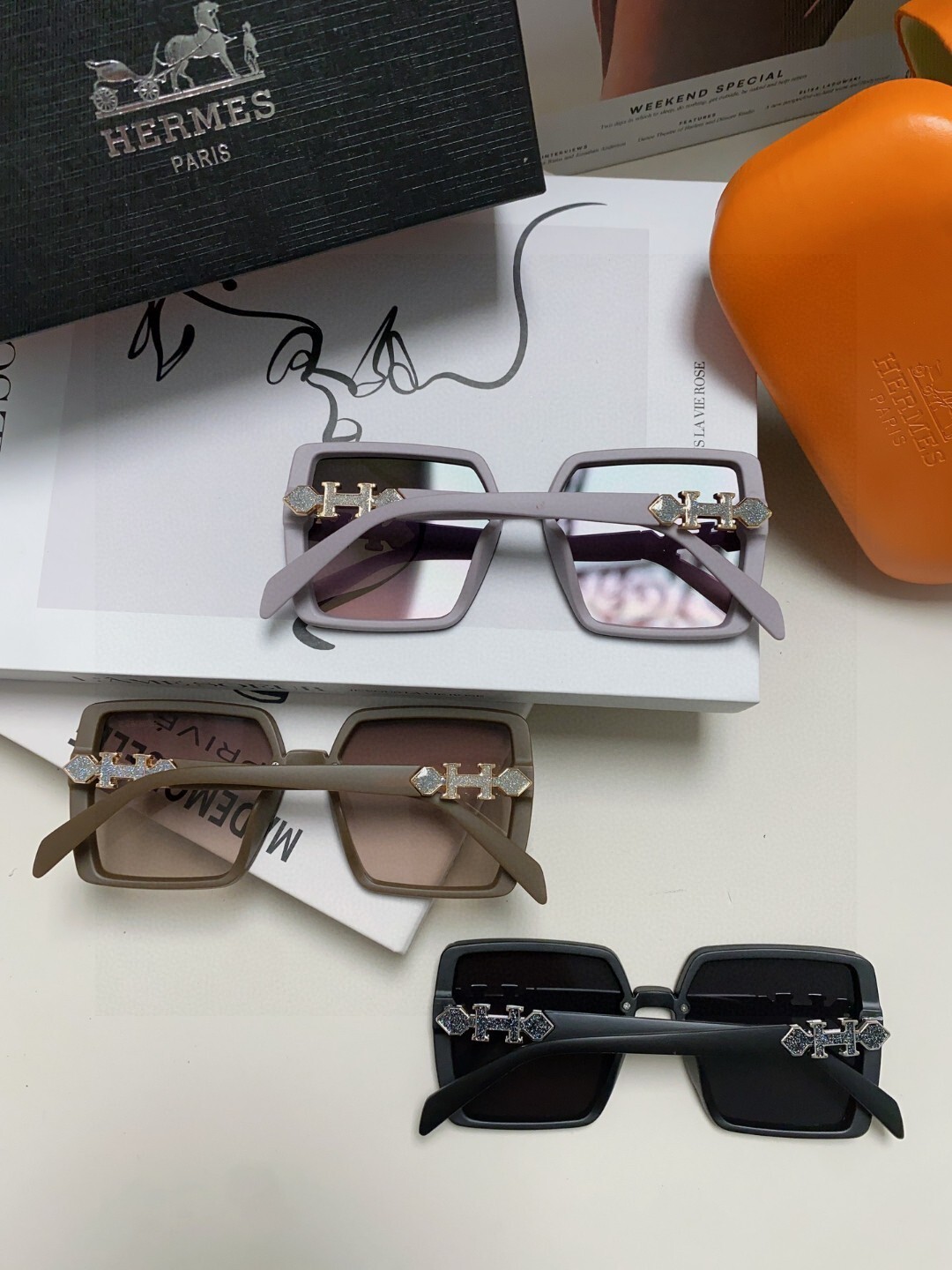 Luxury Women’s Oversized Square Sunglasses – Pink Gradient Eyewear