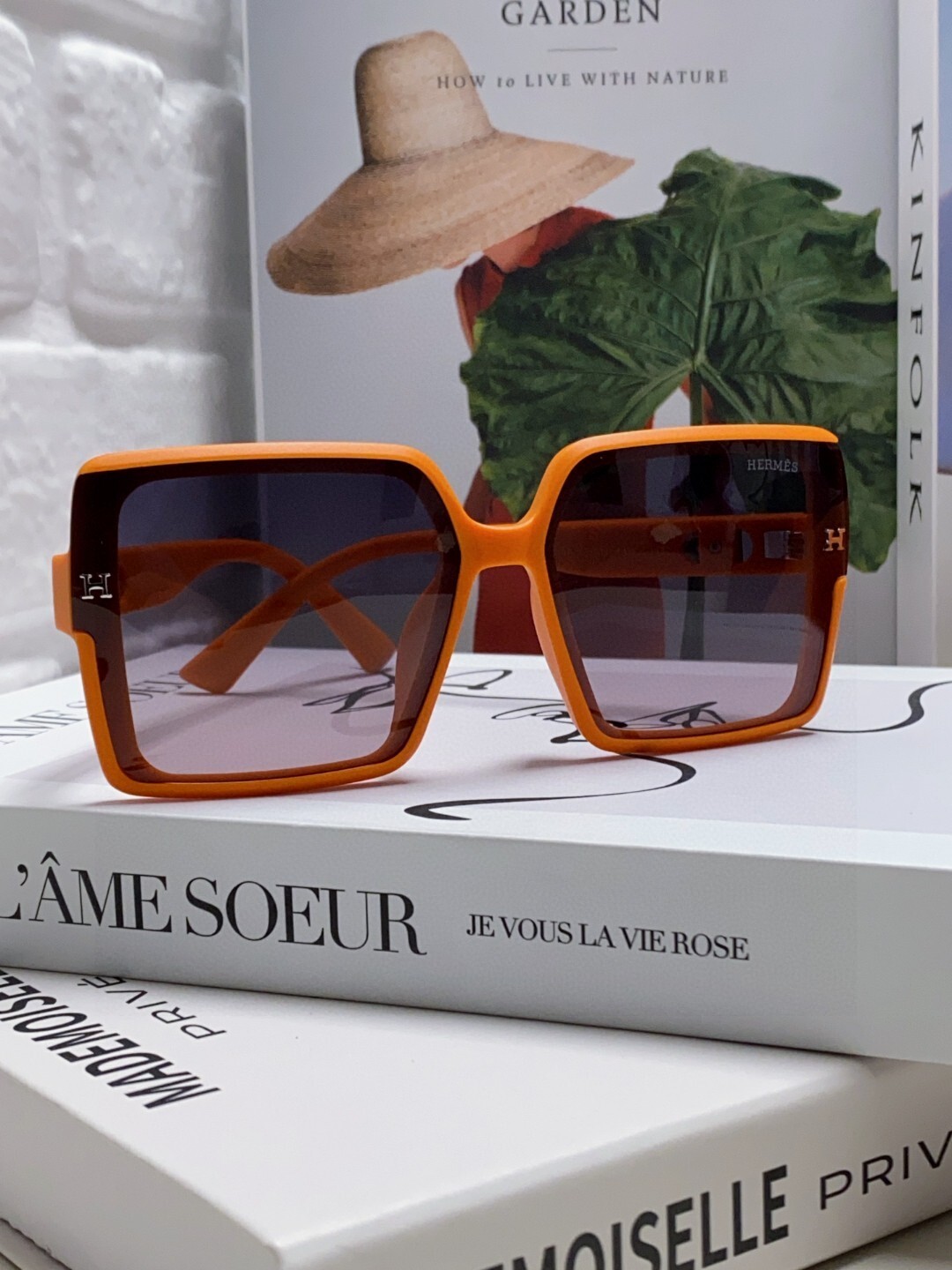 Hermes Oversized Square Sunglasses – Orange Frame Luxury Eyewear