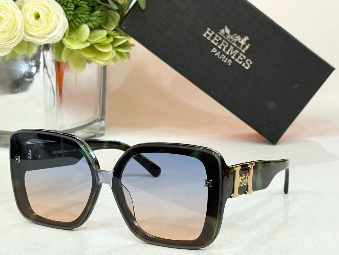 tortoise Hermes Gradient Lens Square Sunglasses – Hermes Gradient Lens