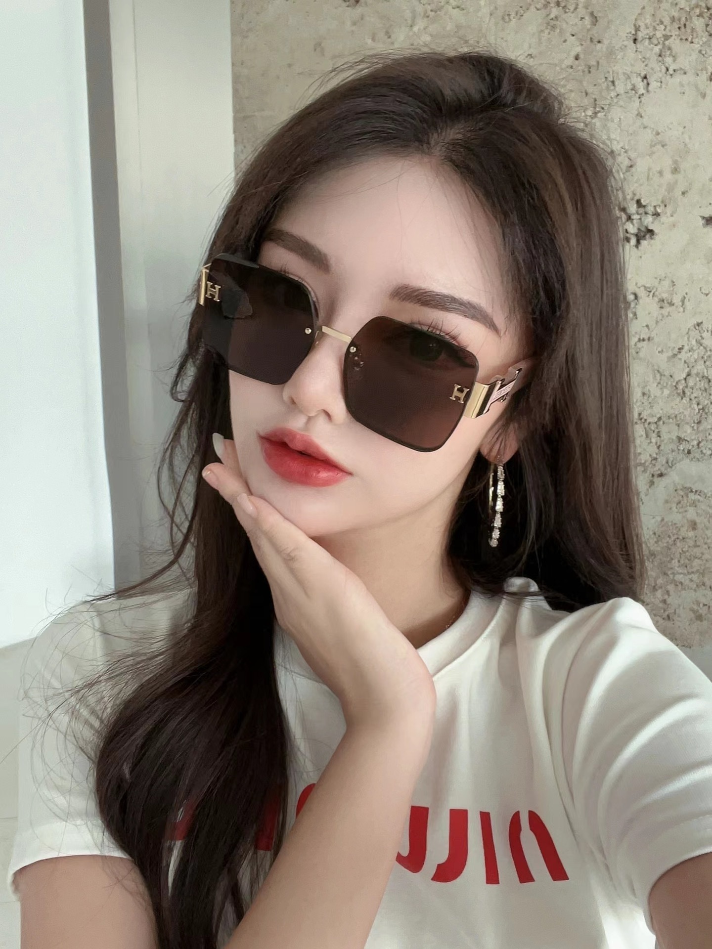 Women’s Luxury Square Rimless Sunglasses – Purple Gradient UV400