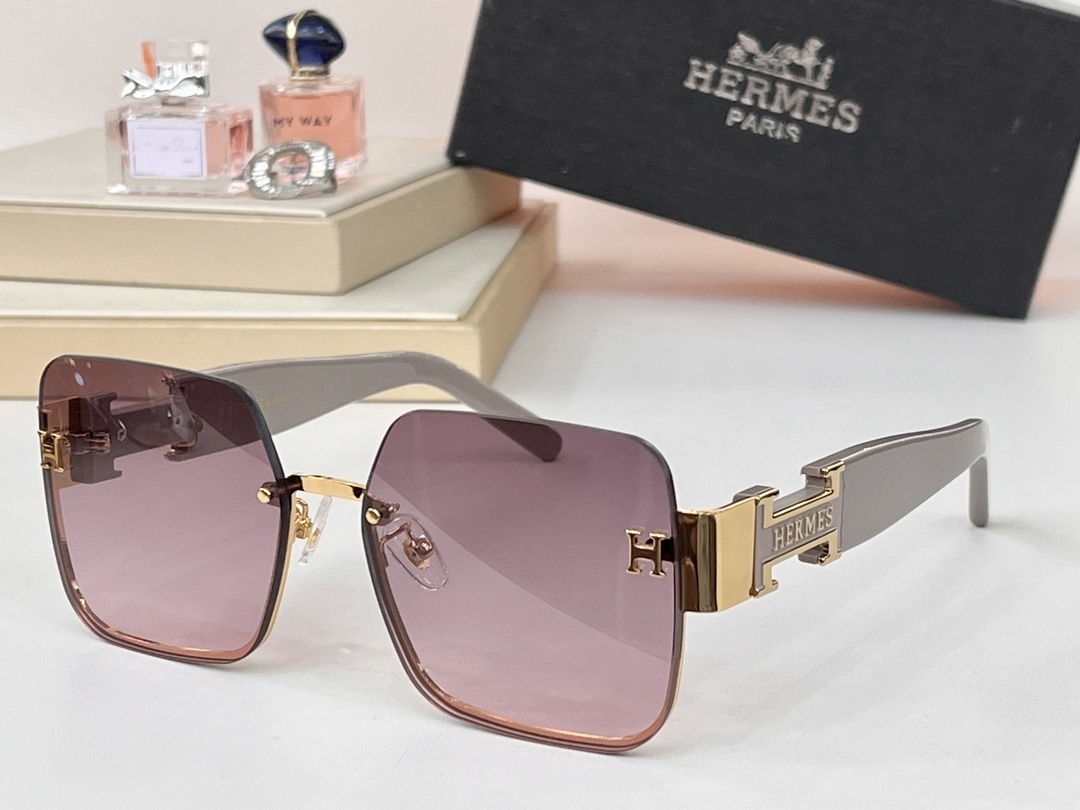 Luxury Hermès Square Oversized Sunglasses – Orange & Gold