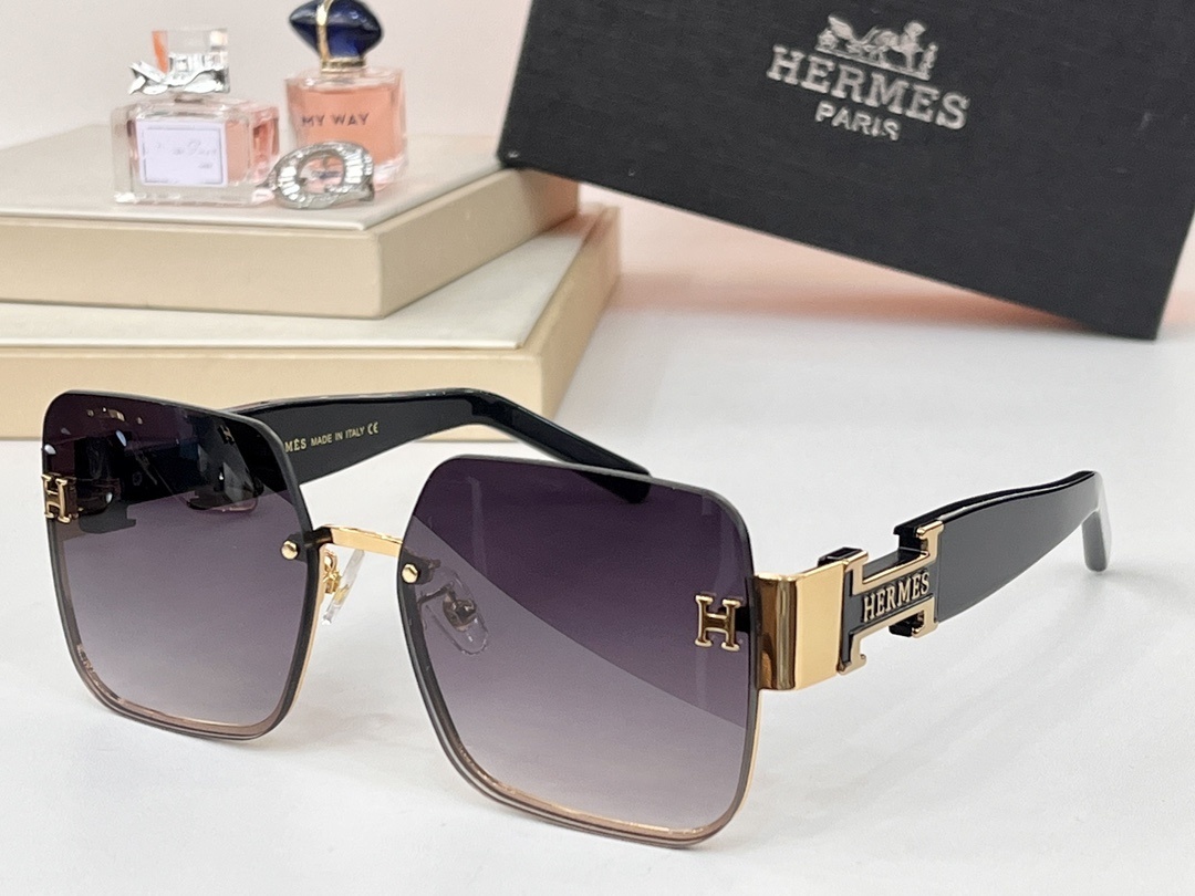 Luxury Hermès Square Oversized Sunglasses – Orange & Gold