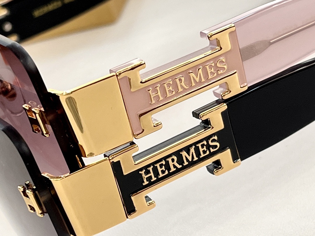 Luxury Hermès Square Oversized Sunglasses – Orange & Gold