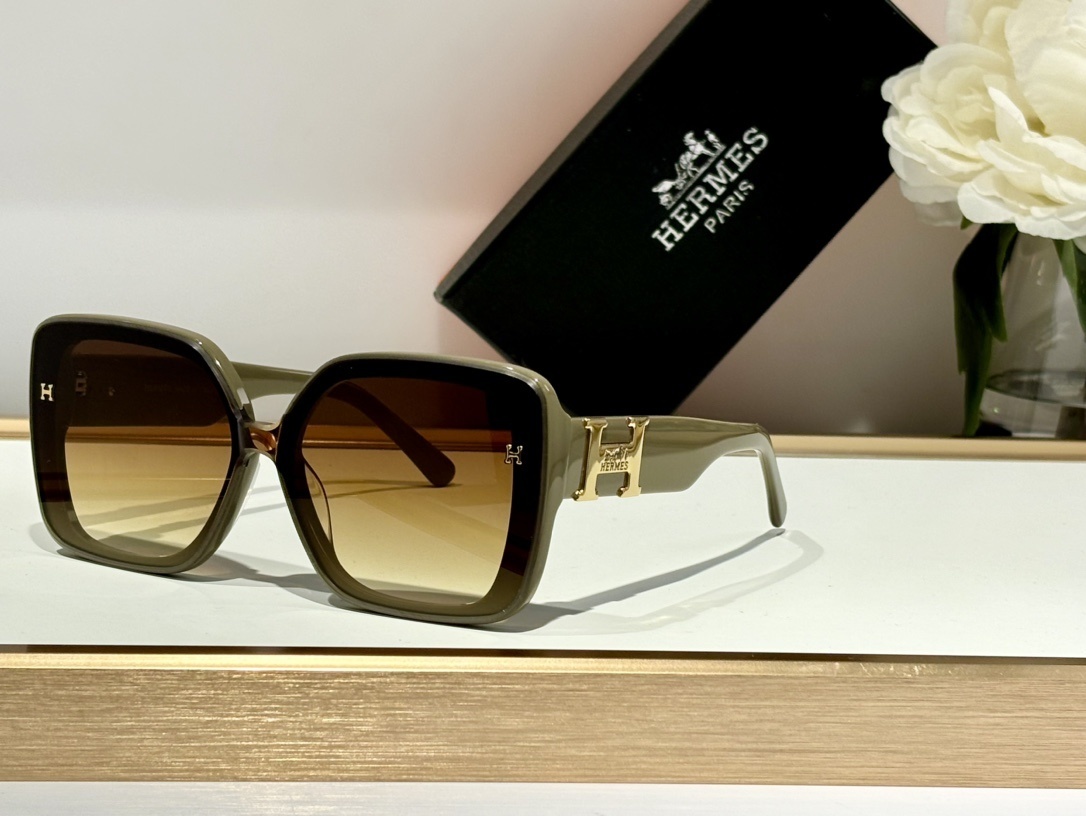 Hermès Luxury Oversized Tortoiseshell Sunglasses with Gold H Logo