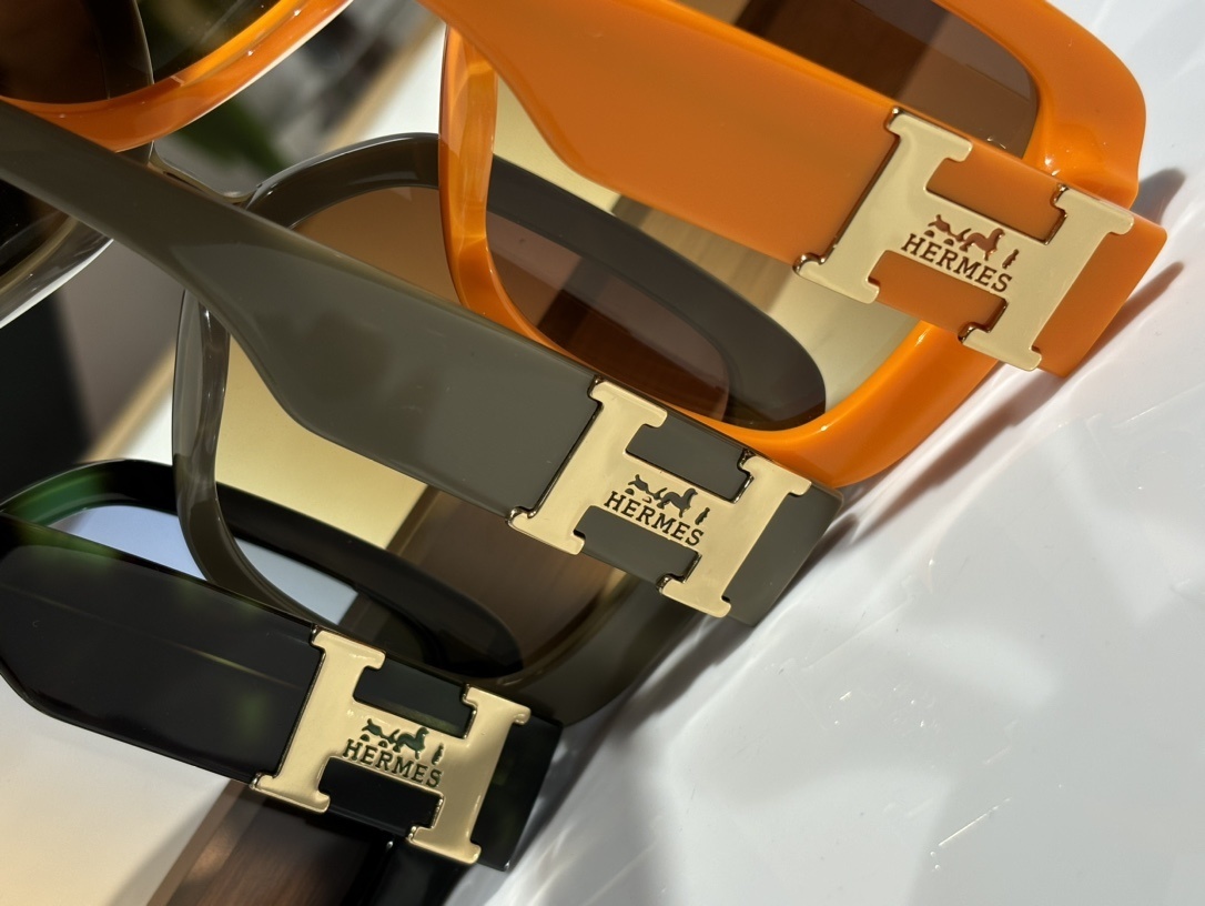 Hermès Luxury Oversized Tortoiseshell Sunglasses with Gold H Logo