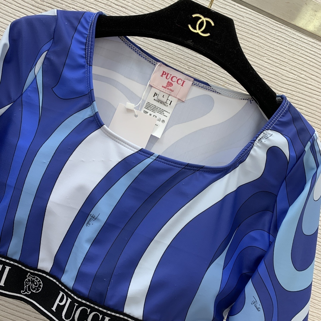 Pucci Blue Wave Print Top
