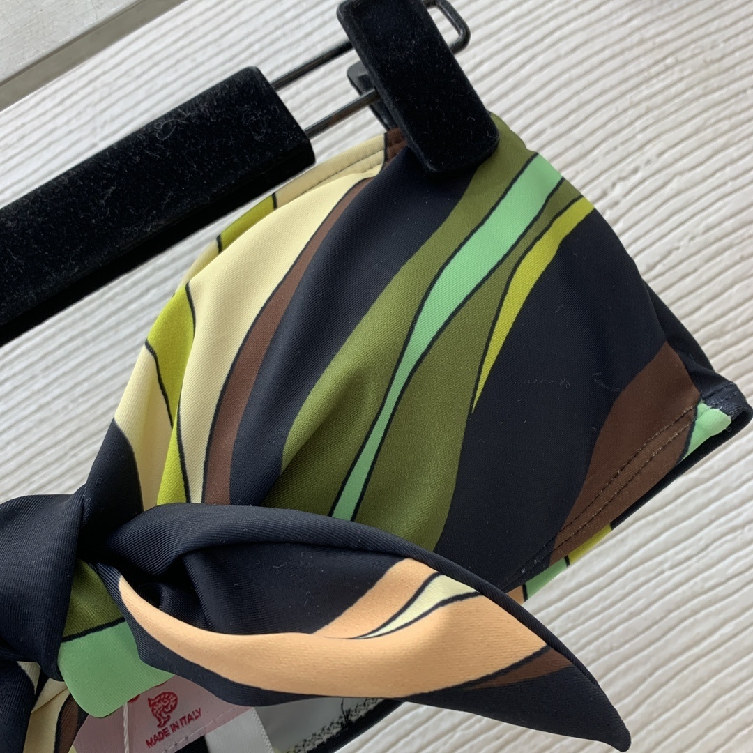 Pucci Multicolor Abstract Knot Front Bandeau Bikini Top Size L