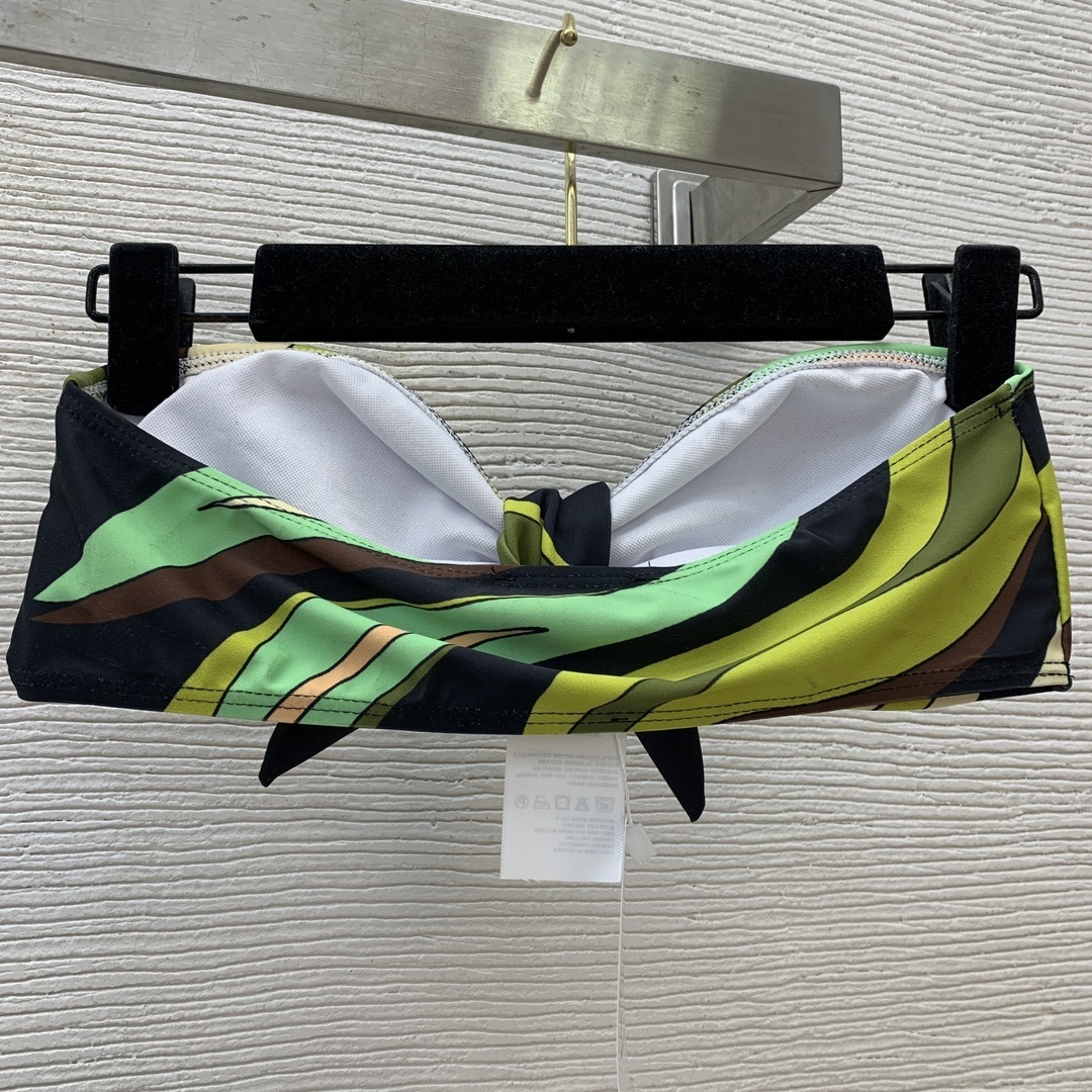 Pucci Multicolor Abstract Knot Front Bandeau Bikini Top Size L