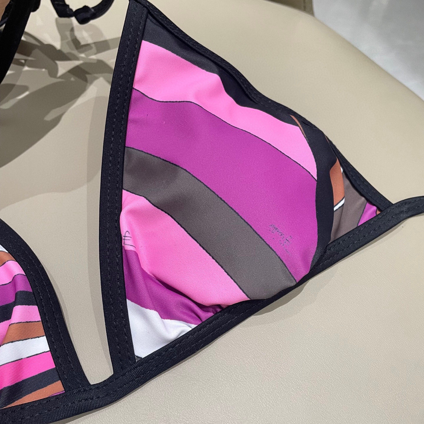 Pink Abstract Swirl Triangle Bikini Set – Tie-Side Summer Swimwear