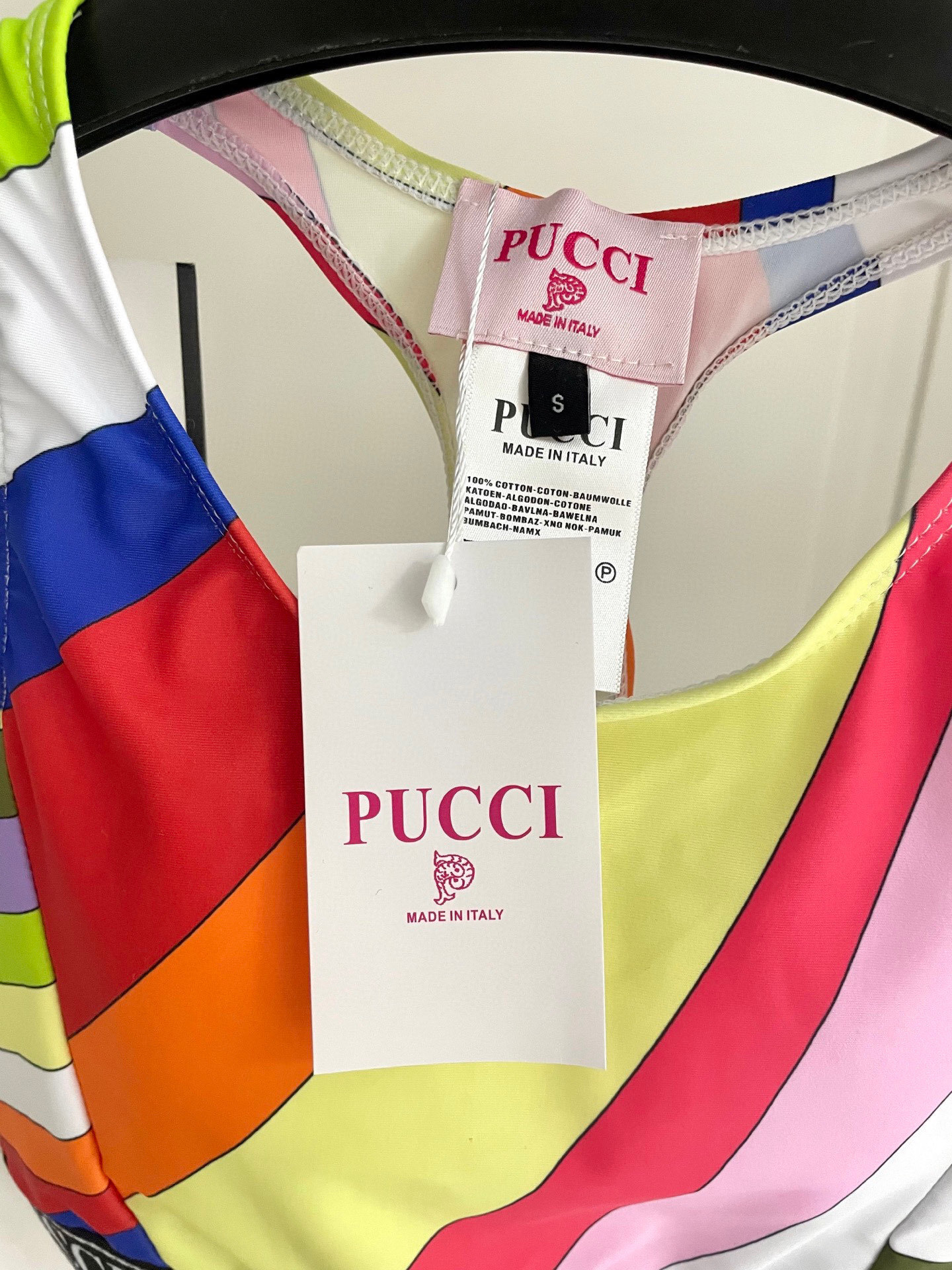 Emilio Pucci Multicolor Striped Logo Sports Bra Top Size S