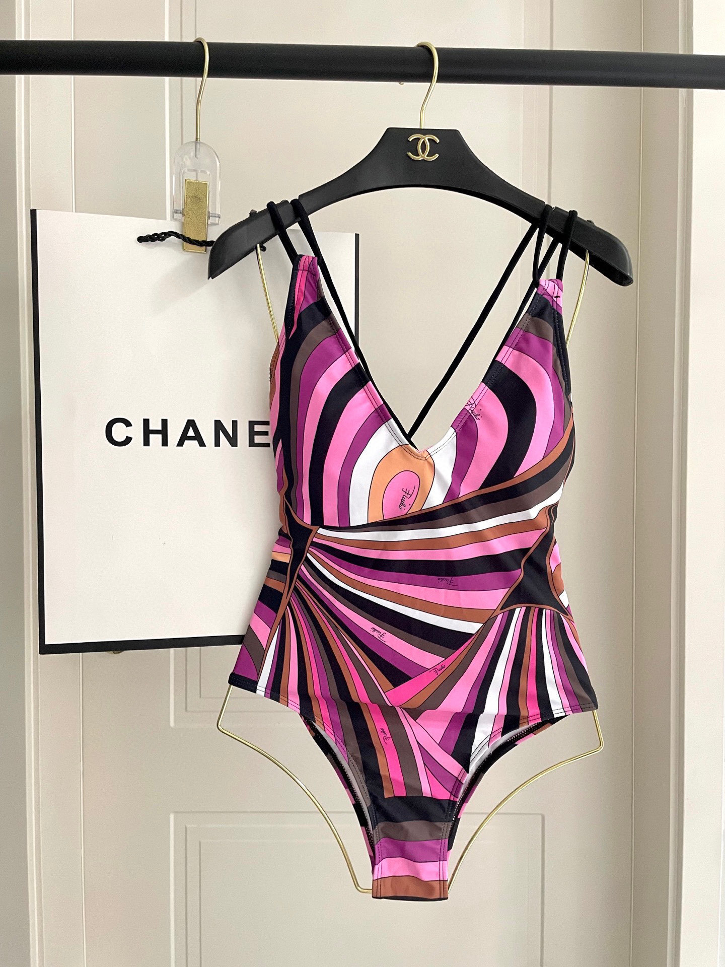 Chanel Multicolor Striped Swimsuit