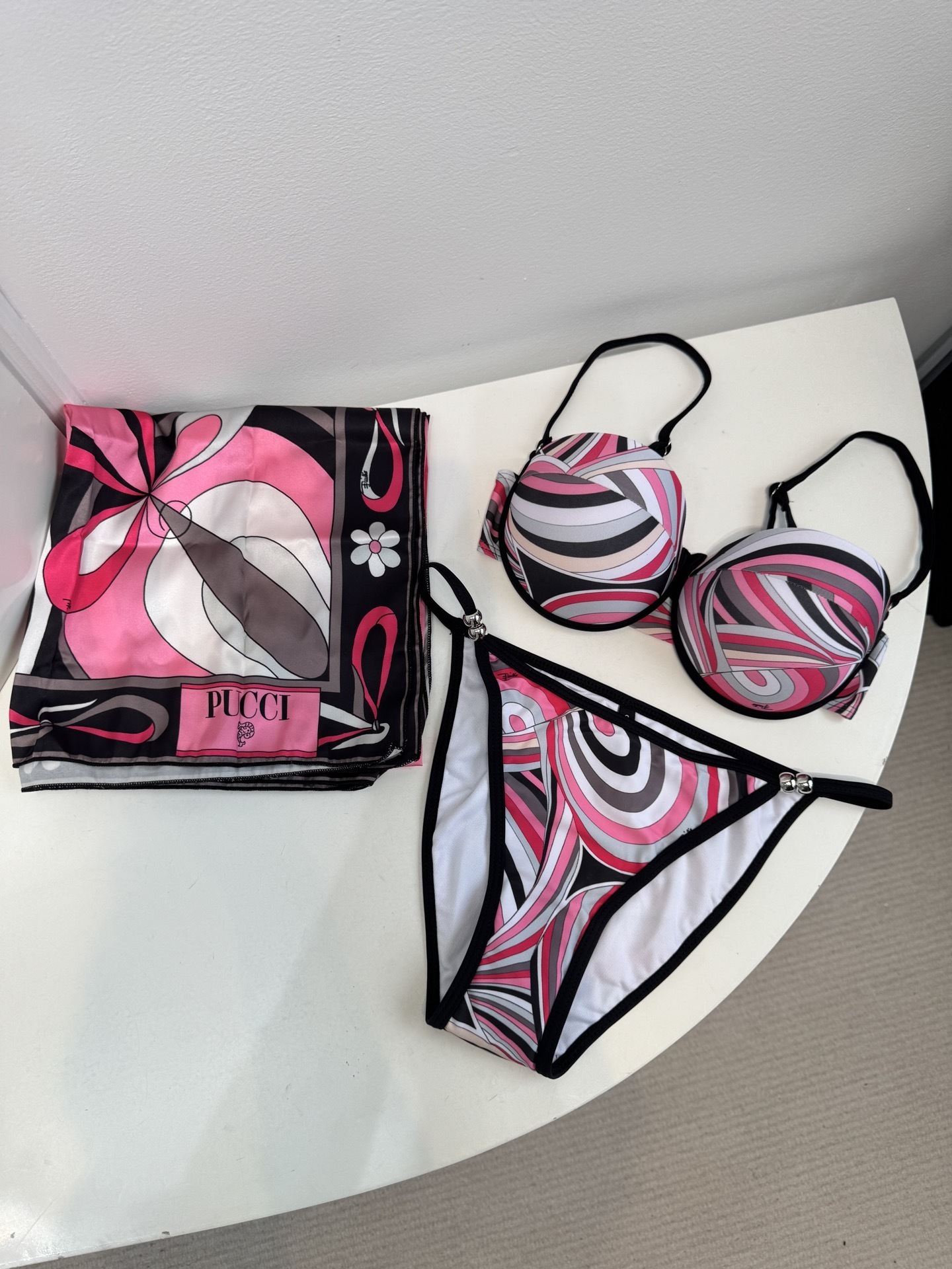 Emilio Pucci Pink/Grey Bikini Set – Designer Swimwear