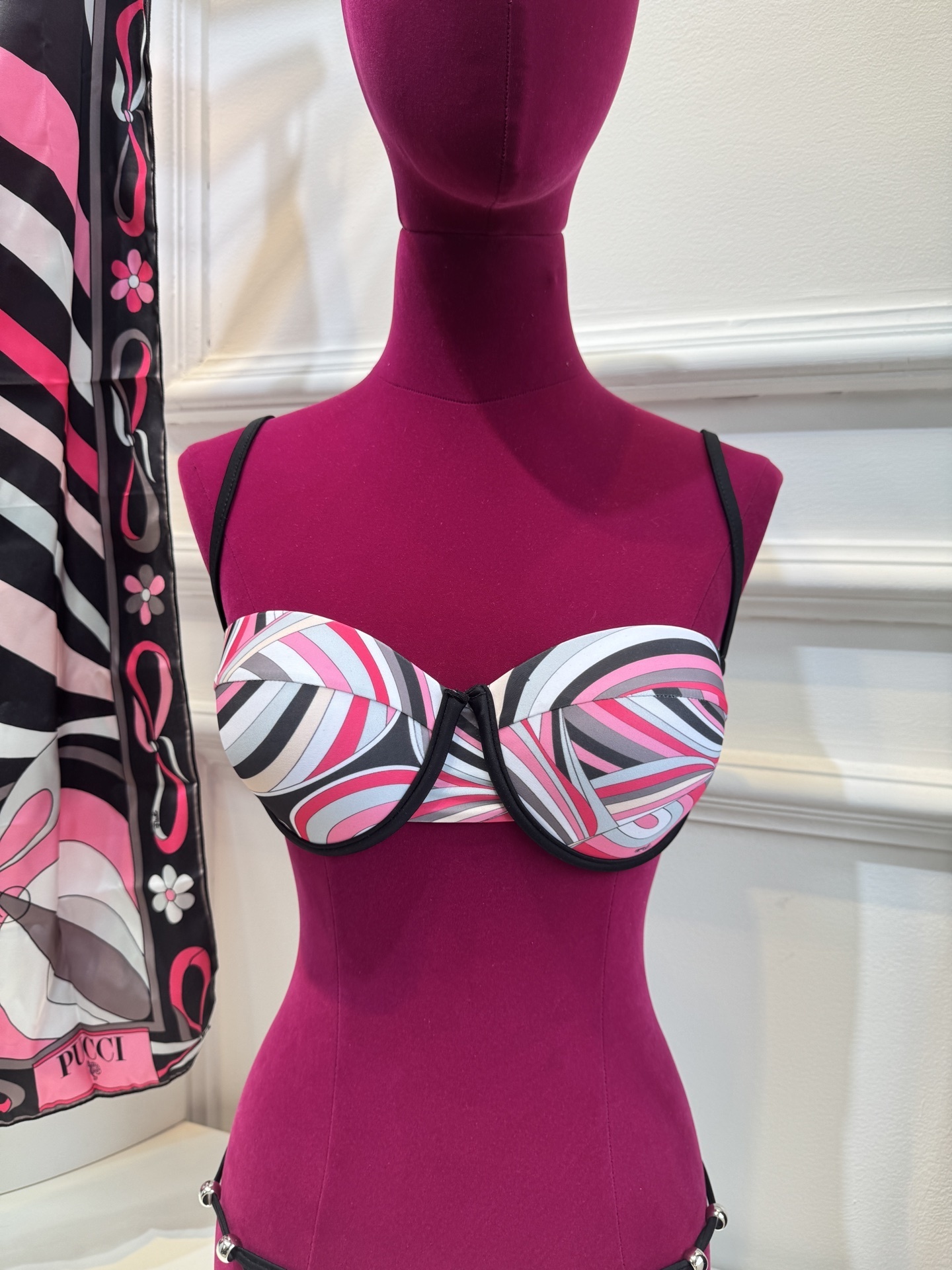 Pucci Pink Abstract Print Bikini & Silk Pareo Set Luxury Resort Wear