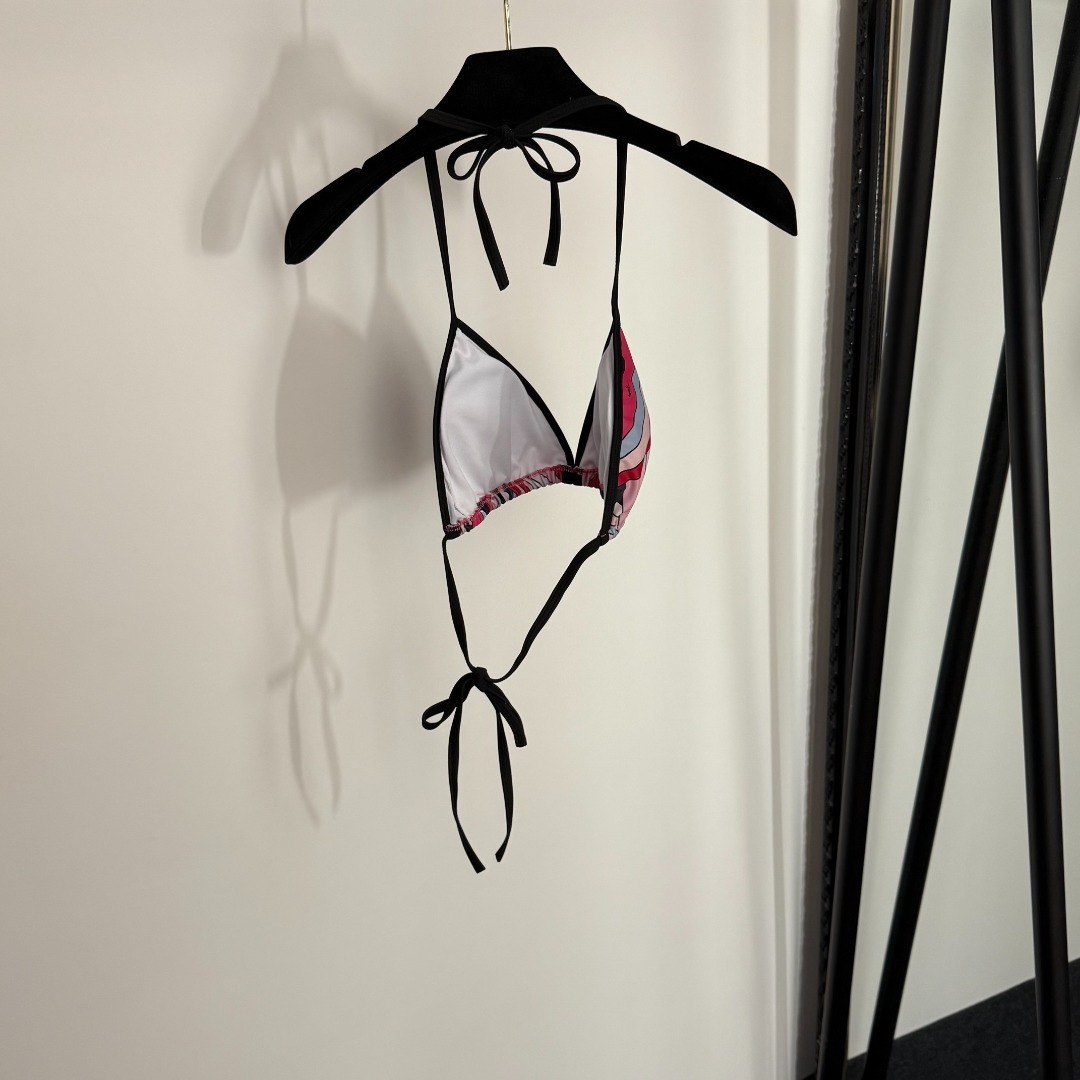 Emilio Pucci Pink Abstract Print Triangle Bikini Set