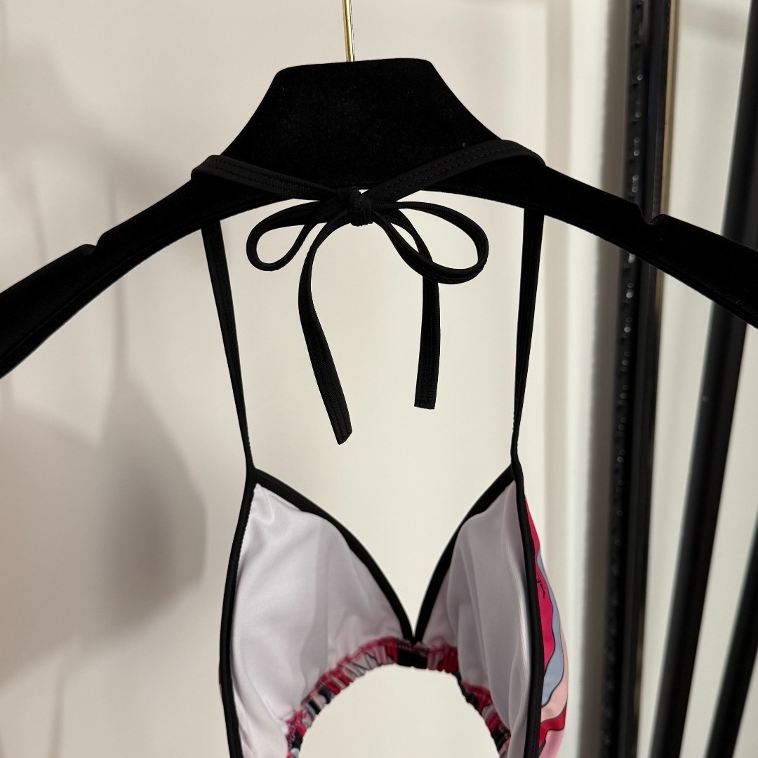 Emilio Pucci Pink Abstract Print Triangle Bikini Set