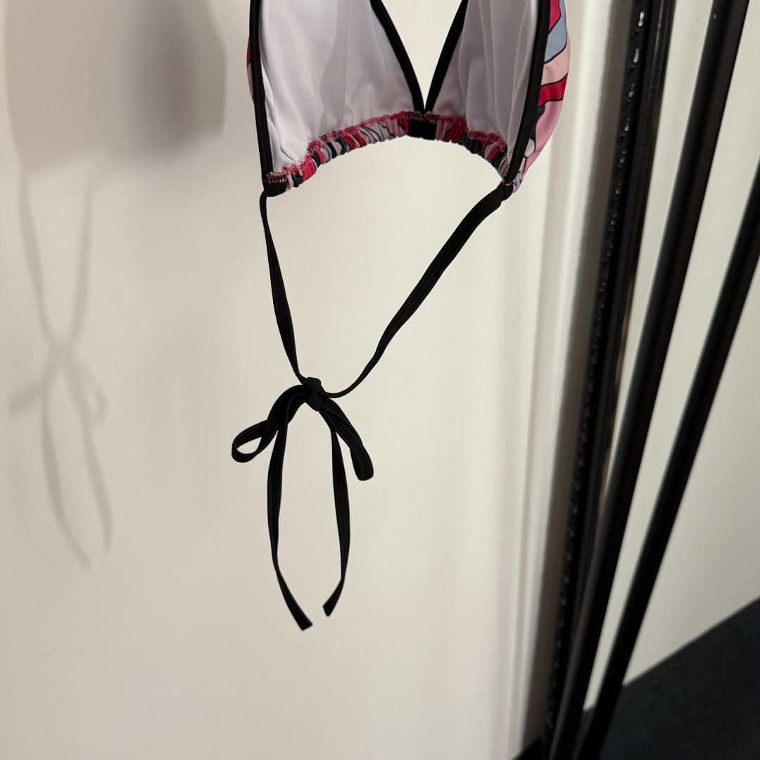 Emilio Pucci Pink Abstract Print Triangle Bikini Set