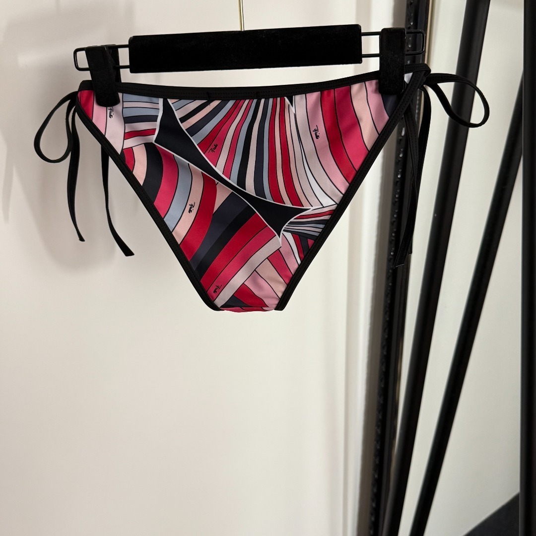 Emilio Pucci Pink Abstract Print Triangle Bikini Set