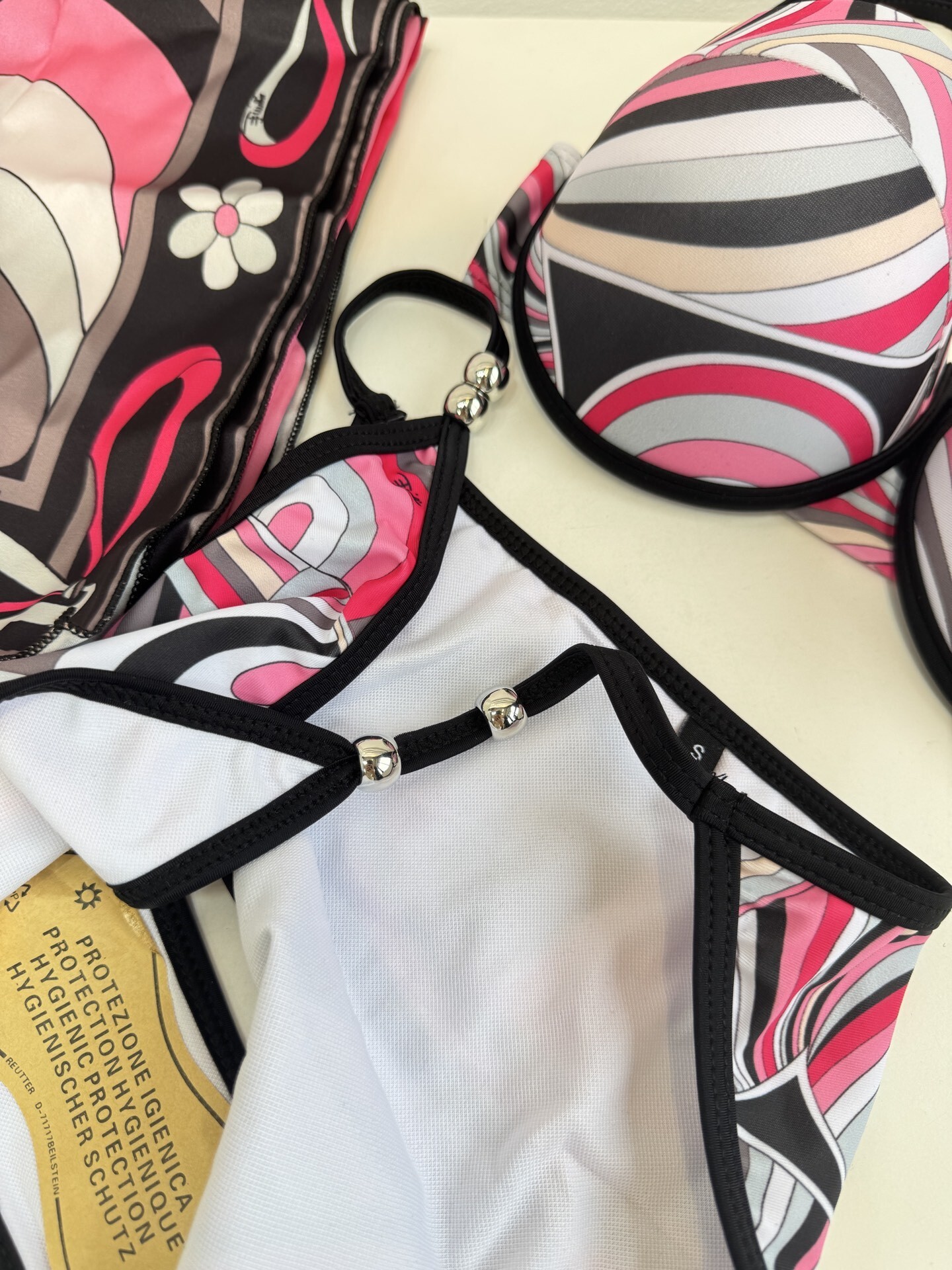 Emilio Pucci Pink Abstract Print Bikini Set & Matching Scarf