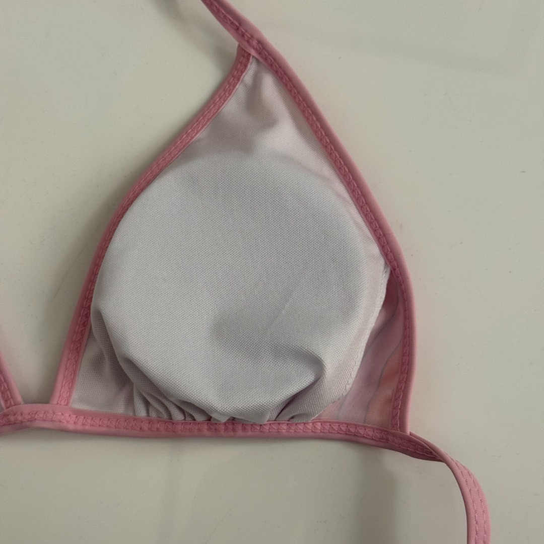 Pucci Pink & Red Swirl Print Triangle String Bikini Set