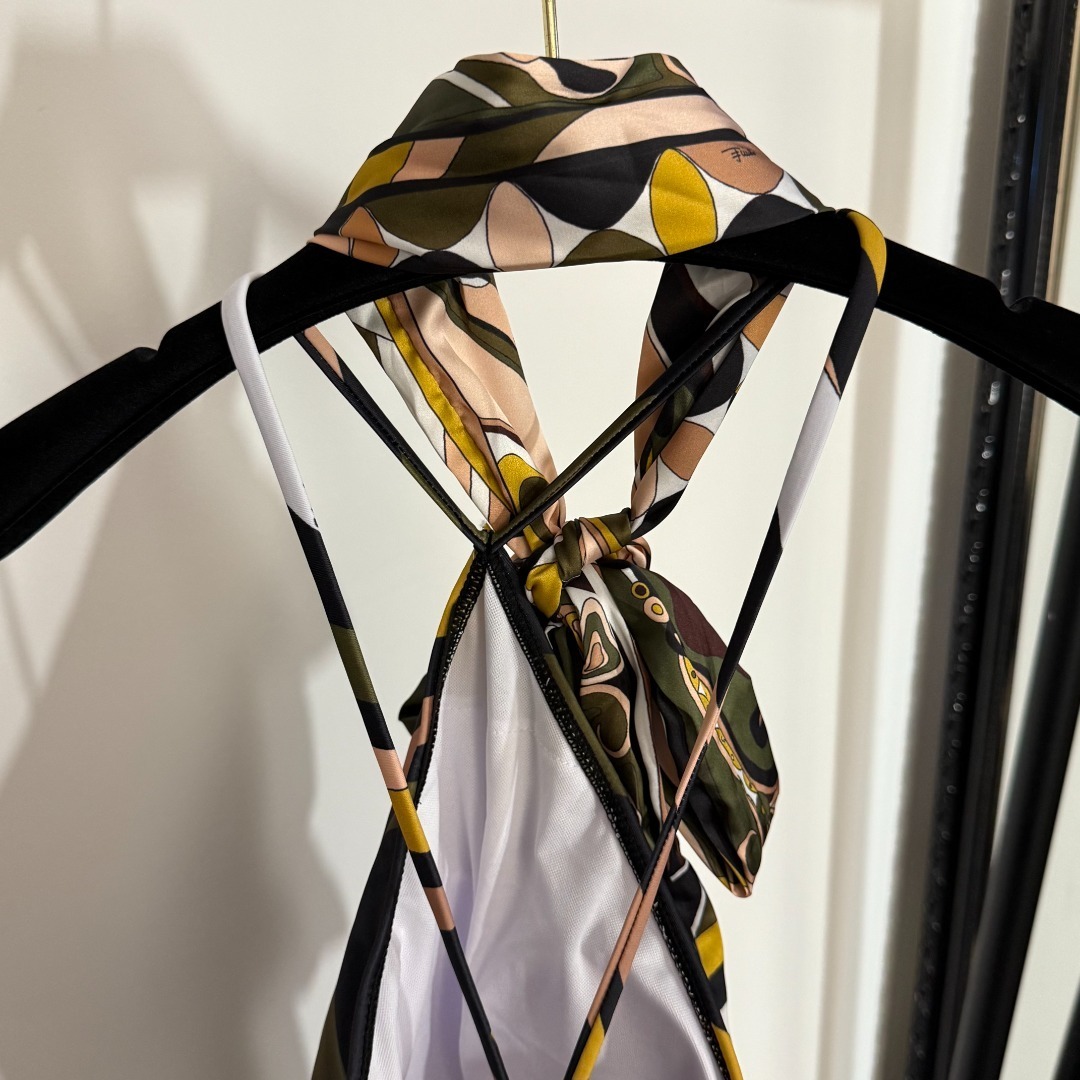 Pucci Abstract Print Scarf-Tie Halter One-Piece Swimsuit