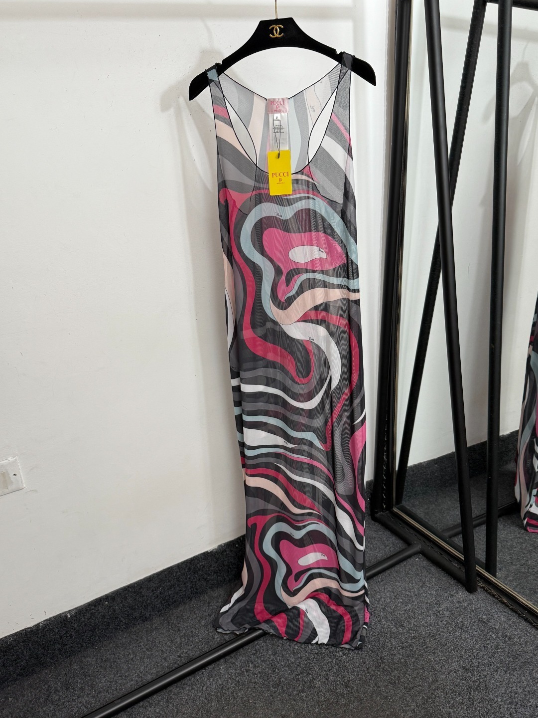 Emilio Pucci Multicolor Mesh Dress – Abstract Wave Print