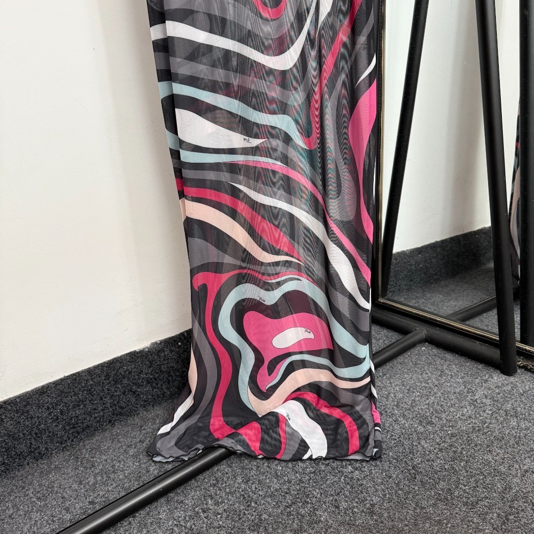 Luxury Sheer Print Maxi Dress Beach Coverup | Resort Wear Style