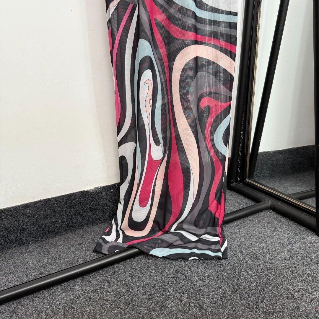 Luxury Sheer Print Maxi Dress Beach Coverup | Resort Wear Style