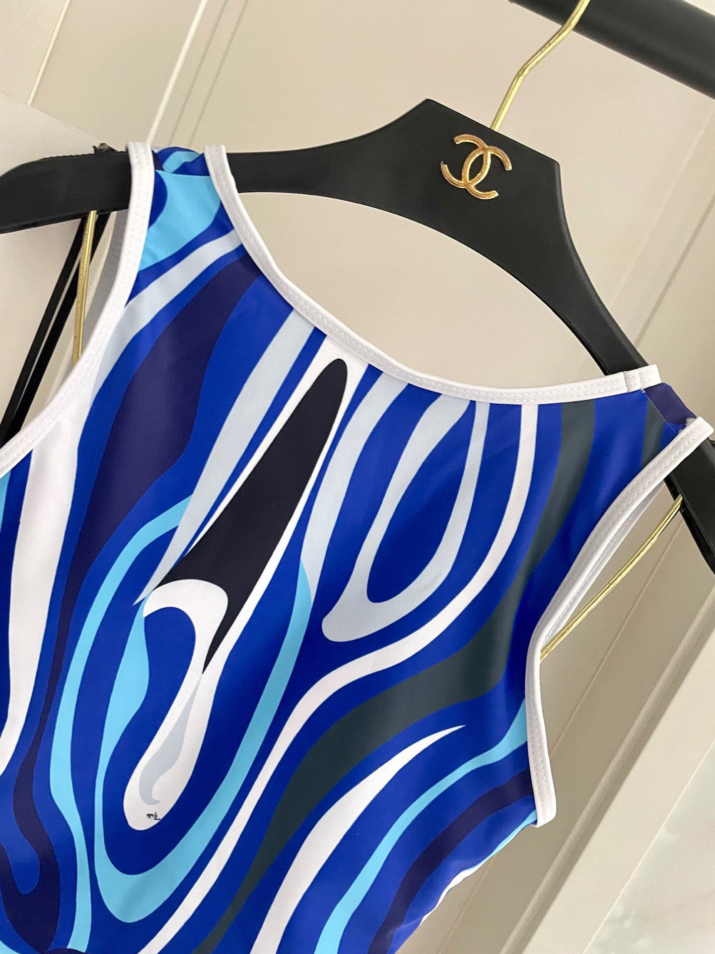 Chanel Blue Abstract Swirl One-Piece Swimsuit | Luxury Beachwear