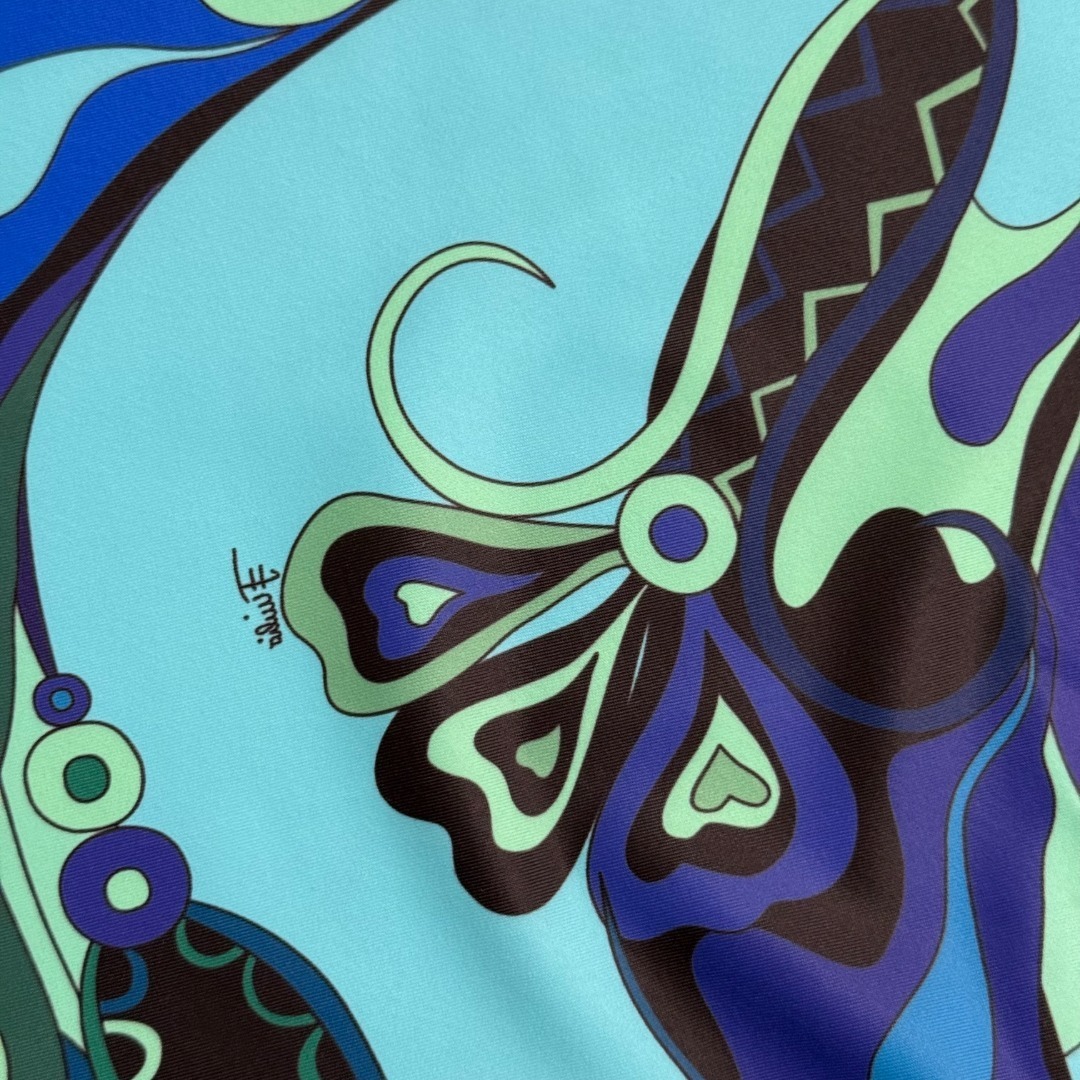 Pucci Blue Abstract Print Short Sleeve Bodycon Romper