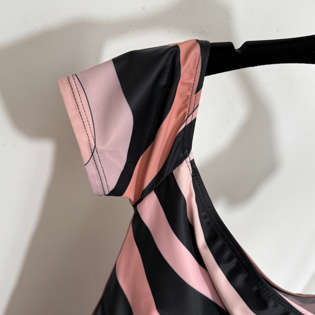 Pucci Pink Abstract Swirl Print Short Sleeve Unitard Romper