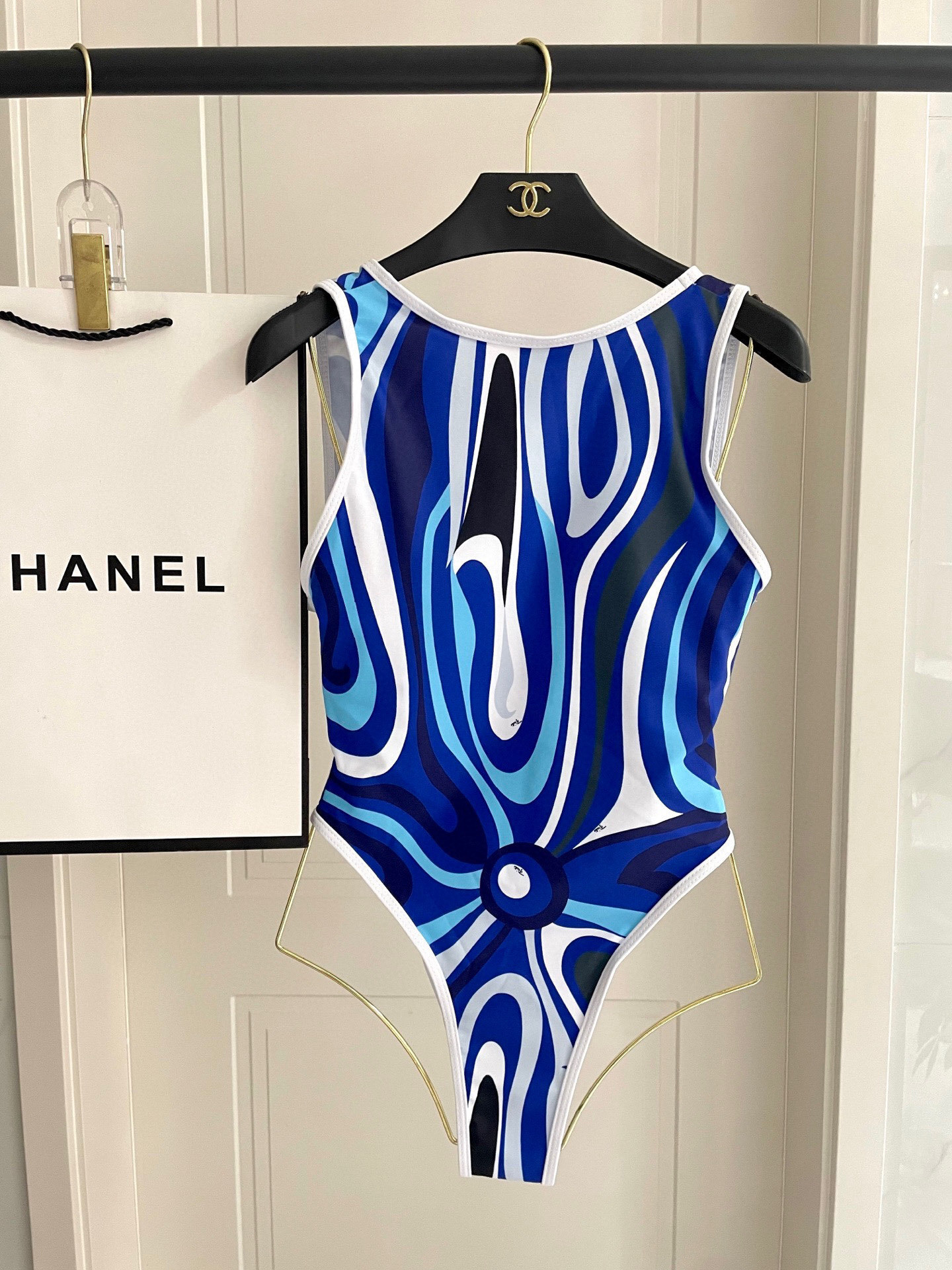 Emilio Pucci Blue Swirl Swimsuit – Designer One-Piece