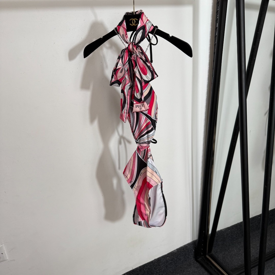 Pucci Pink Abstract Swirl Bikini & Skirt Set – Luxury Resort Wear