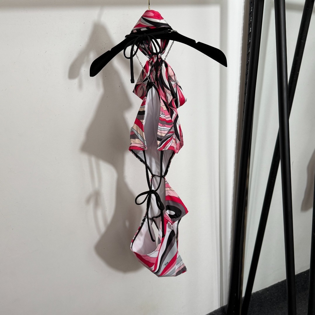 Pucci Pink Abstract Swirl Bikini & Skirt Set – Luxury Resort Wear