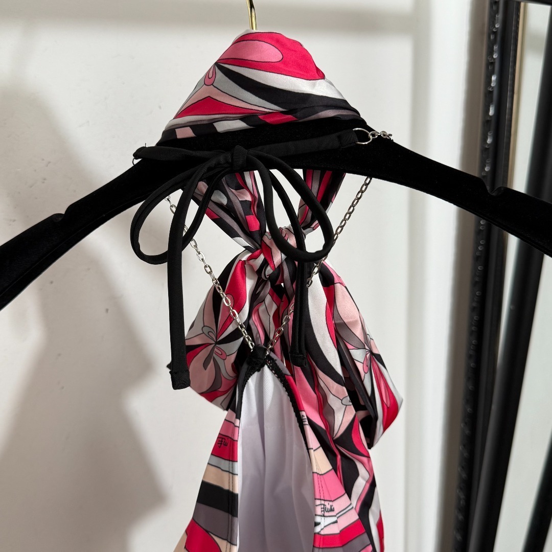 Pucci Pink Abstract Swirl Bikini & Skirt Set – Luxury Resort Wear