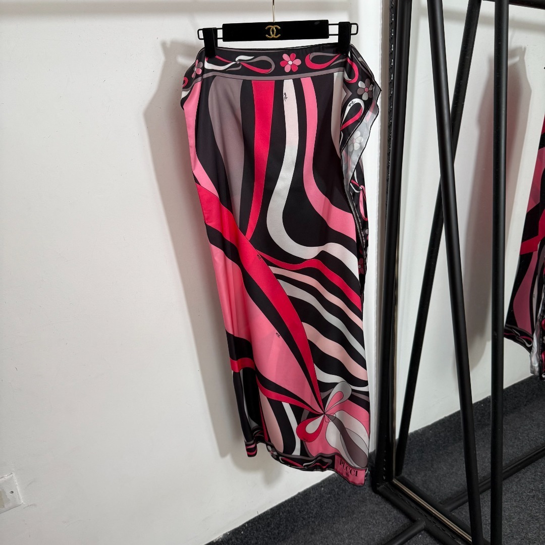 Pucci Pink Abstract Swirl Bikini & Skirt Set – Luxury Resort Wear