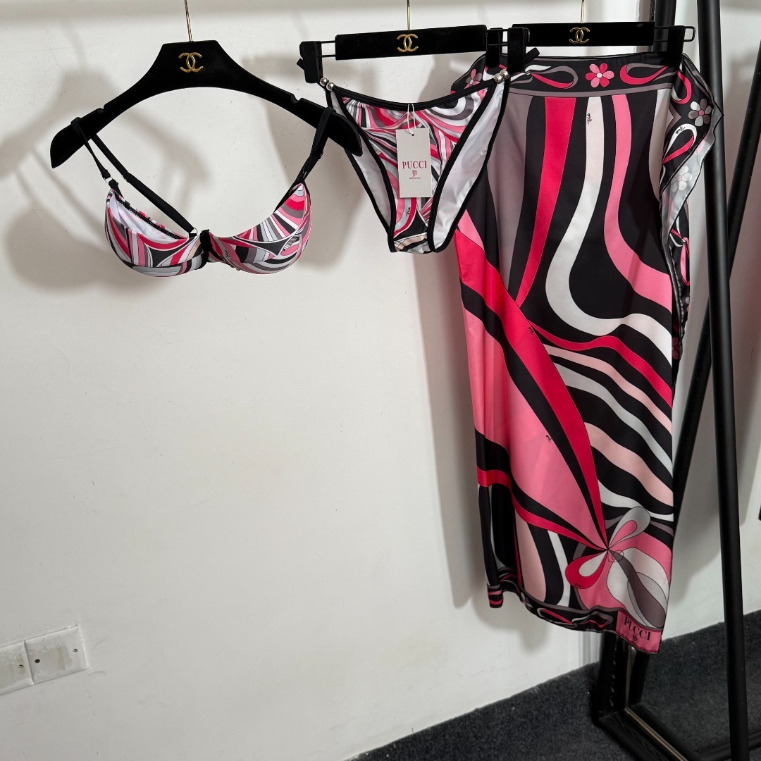Pucci Pink Swirl Bikini Set – Matching Cover-Up