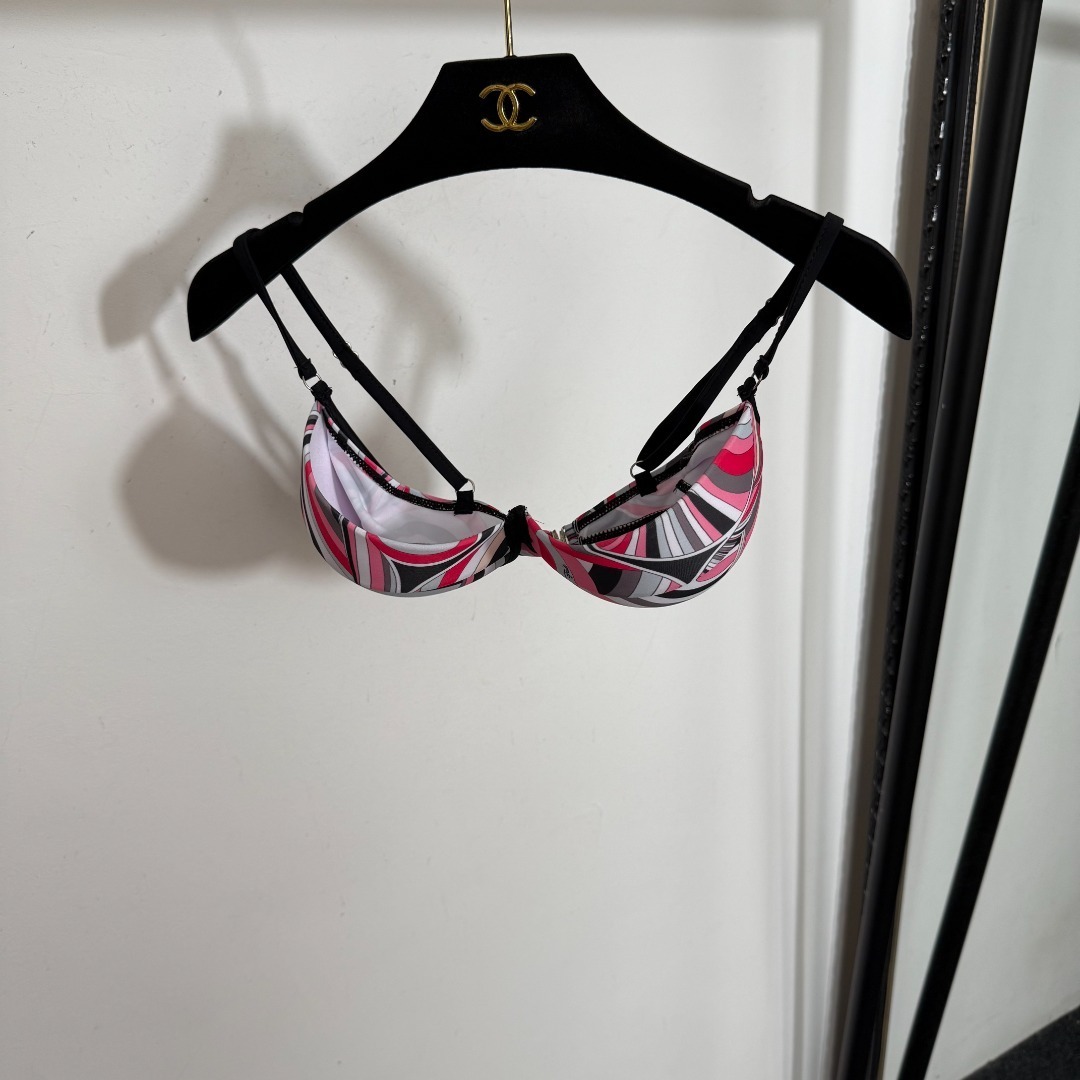 Pucci Pink Abstract Print 3-Piece Bikini Set with Sarong Skirt