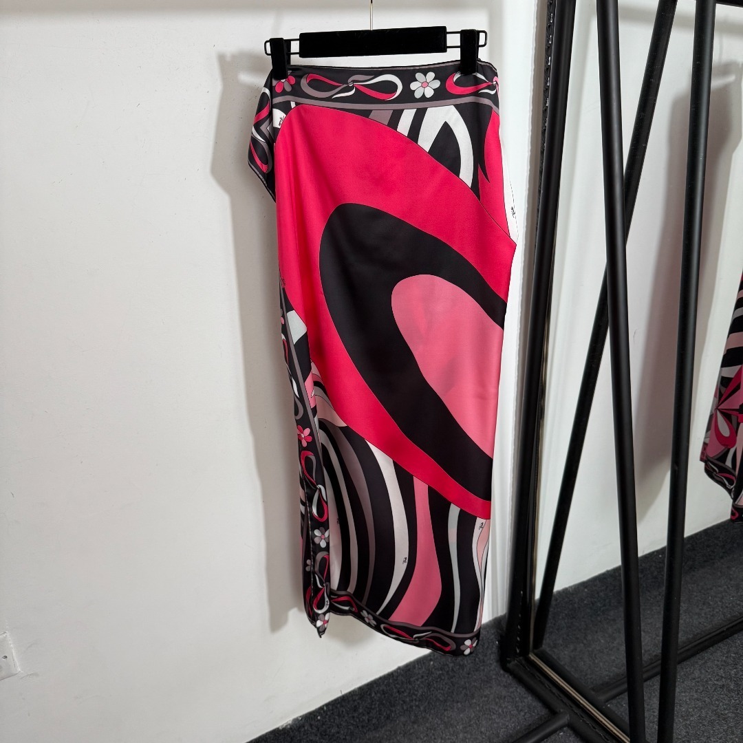 Pucci Pink Abstract Print 3-Piece Bikini Set with Sarong Skirt