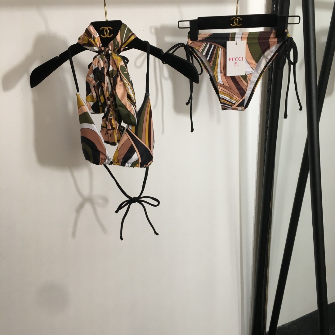 Pucci Halter Bikini Set – Geometric Print Swimwear