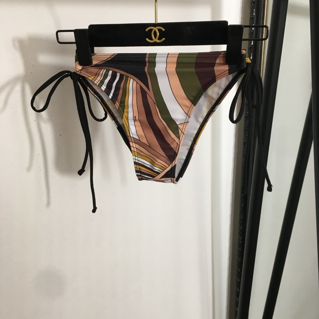 Pucci Abstract Earth Tone 3-Piece Triangle Bikini Set with Scarf