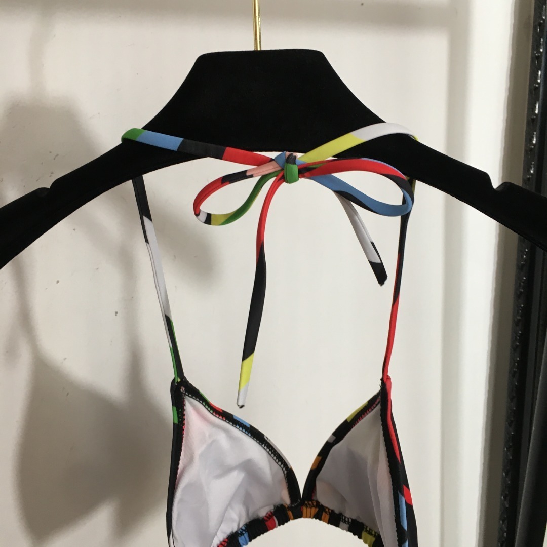 Emilio Pucci Abstract Print Triangle Bikini Set – Multicolor Swimwear