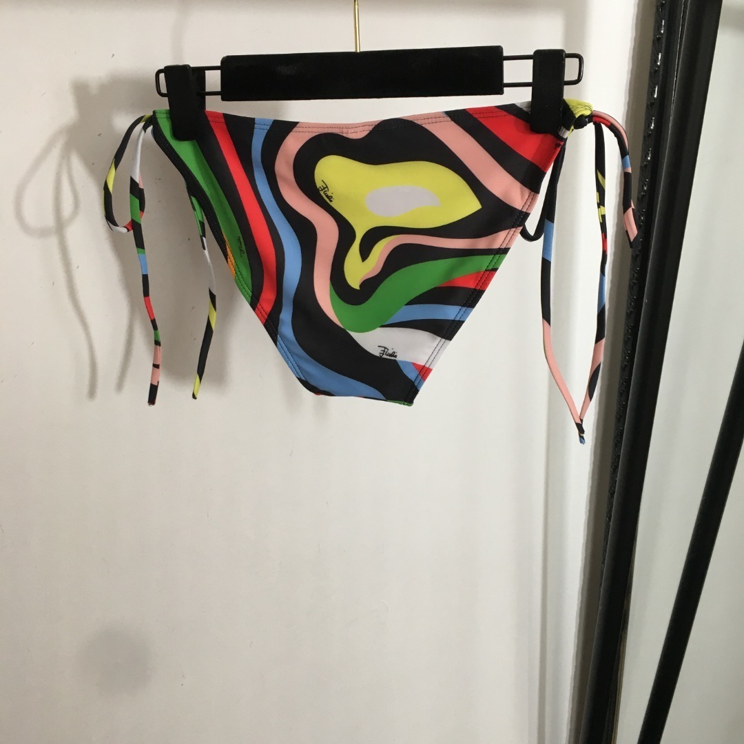 Emilio Pucci Abstract Print Triangle Bikini Set – Multicolor Swimwear