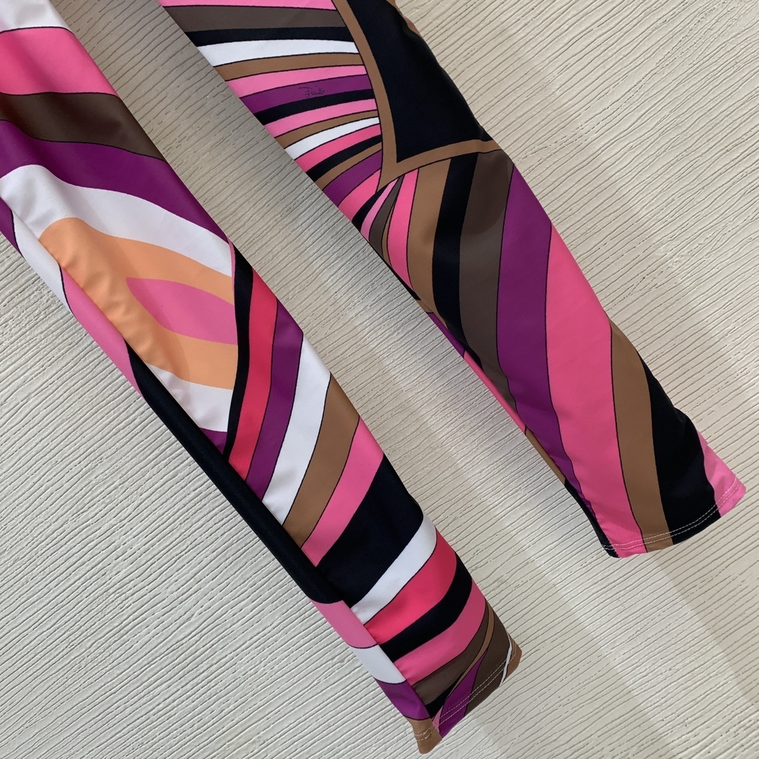 Pucci Abstract Swirl Print Long Sleeve Bodycon Jumpsuit