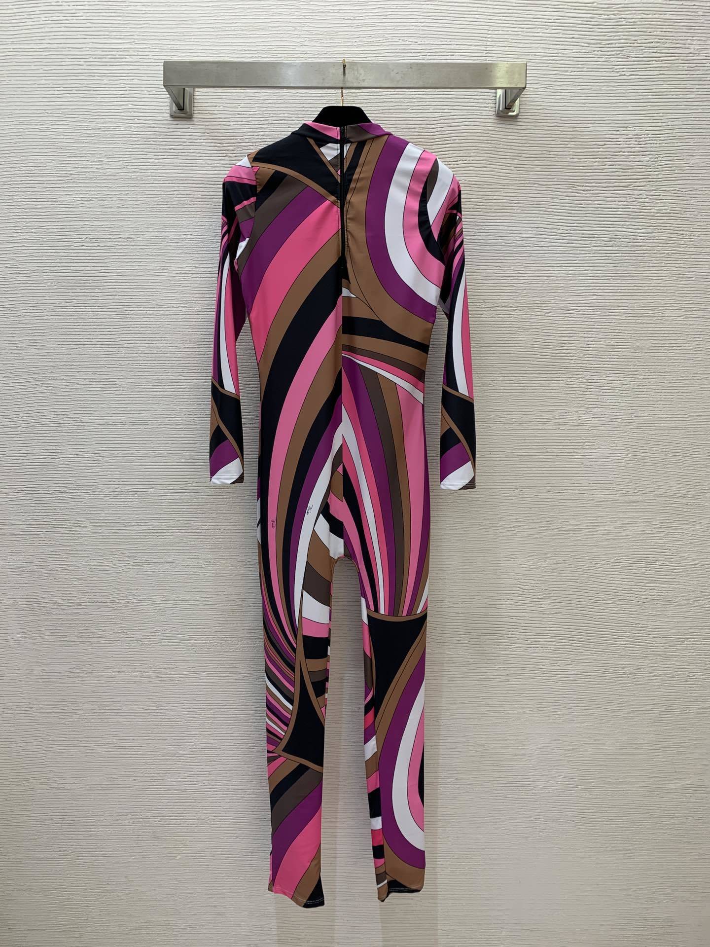 Pucci Abstract Swirl Print Long Sleeve Bodycon Jumpsuit