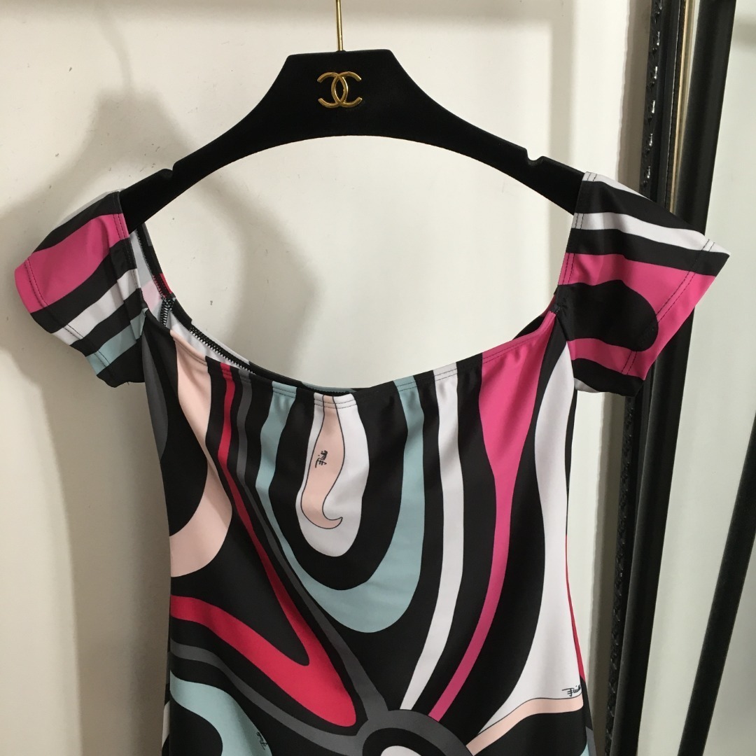 Pucci Abstract Print Off-Shoulder Romper – Y2K Geometric Playsuit